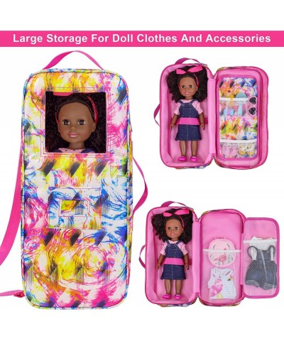 14.5 inch Black Doll Travel Sets Black Doll + Doll Travel Case Suitcase Storage Bag Carry Bag with Multi-Pocket for 14.5 Inch...