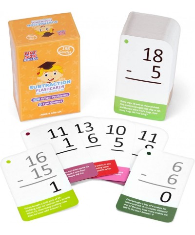 Subtraction Math Flash Cards with Word Problems - 196 Self-Checking Cards All Minuends 0-18 for Early Grade Teaching $25.07 E...