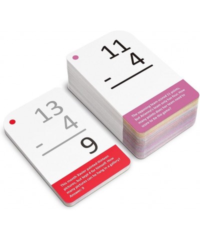 Subtraction Math Flash Cards with Word Problems - 196 Self-Checking Cards All Minuends 0-18 for Early Grade Teaching $25.07 E...