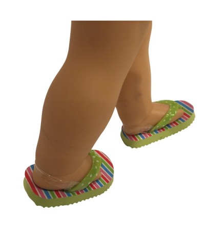 Flip Flops for Dolls - Flip Flops Fits All 18 inch Dolls (Green Polka dot) $15.98 Doll Accessories