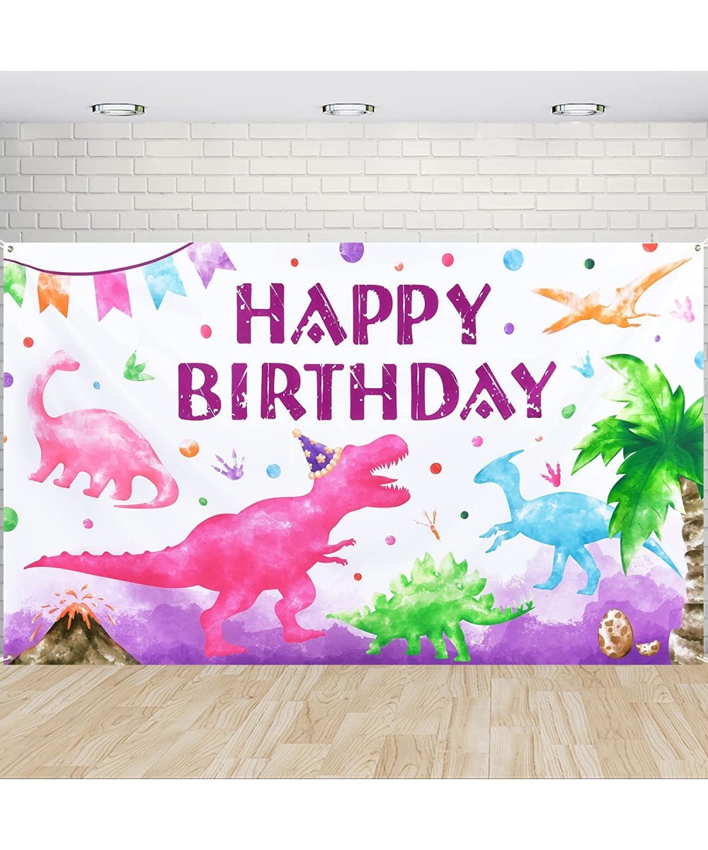 Watercolor Dinosaur Backdrop - 73'' x 43'' Dinosaur Birthday Party Supplies for Girls Kids Indoor Outdoor Photography Backgro...