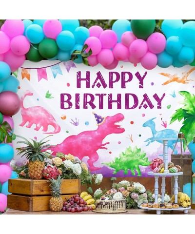 Watercolor Dinosaur Backdrop - 73'' x 43'' Dinosaur Birthday Party Supplies for Girls Kids Indoor Outdoor Photography Backgro...