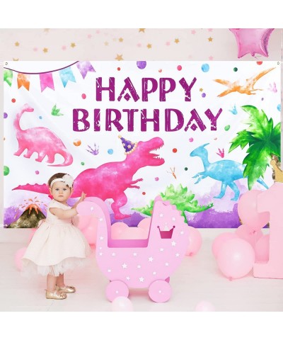 Watercolor Dinosaur Backdrop - 73'' x 43'' Dinosaur Birthday Party Supplies for Girls Kids Indoor Outdoor Photography Backgro...