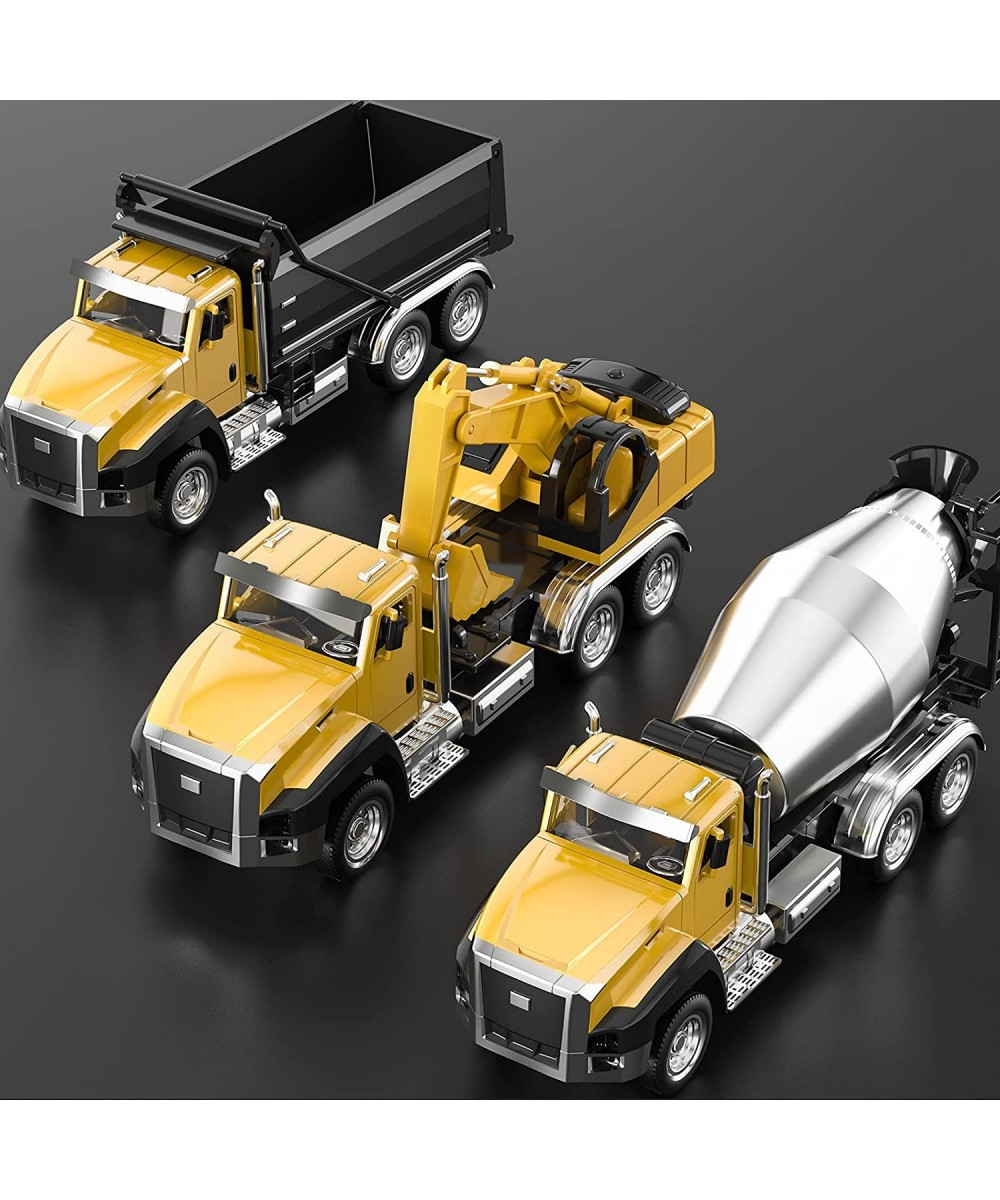 3 Pack of Diecast Engineering Construction Vehicles Dump Truck Digger Mixer Truck 1/50 Scale Metal Collectible Model Cars Pul...