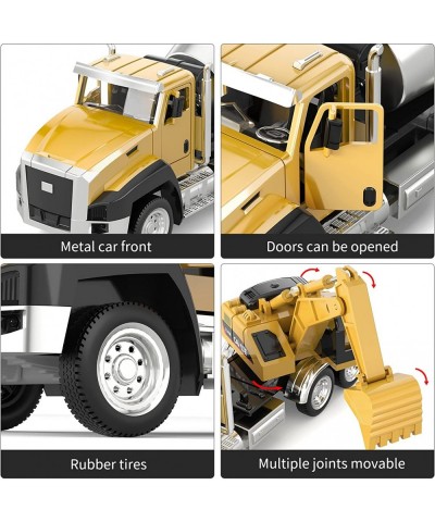 3 Pack of Diecast Engineering Construction Vehicles Dump Truck Digger Mixer Truck 1/50 Scale Metal Collectible Model Cars Pul...