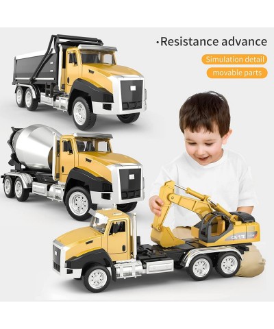 3 Pack of Diecast Engineering Construction Vehicles Dump Truck Digger Mixer Truck 1/50 Scale Metal Collectible Model Cars Pul...