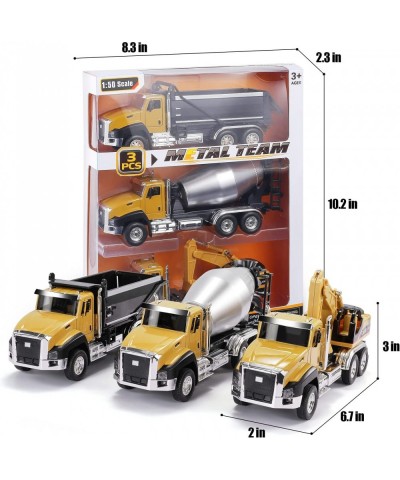 3 Pack of Diecast Engineering Construction Vehicles Dump Truck Digger Mixer Truck 1/50 Scale Metal Collectible Model Cars Pul...