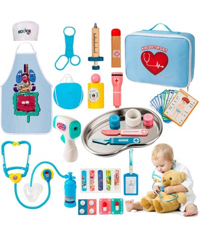 Kids Doctor Kit Doctor Kit for Kids with Wooden Syringe Stethoscope Stainsteel Tray Organ Apron Doctor Roleplay Signable Medi...