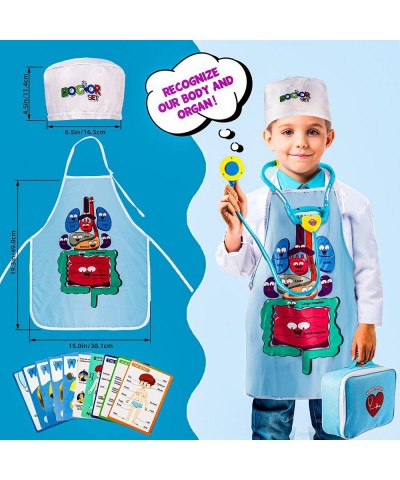 Kids Doctor Kit Doctor Kit for Kids with Wooden Syringe Stethoscope Stainsteel Tray Organ Apron Doctor Roleplay Signable Medi...