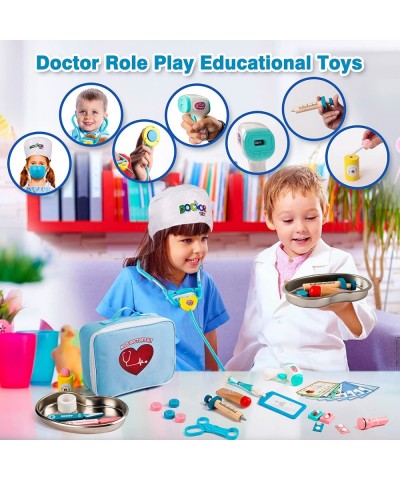 Kids Doctor Kit Doctor Kit for Kids with Wooden Syringe Stethoscope Stainsteel Tray Organ Apron Doctor Roleplay Signable Medi...