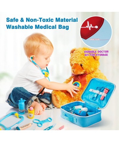 Kids Doctor Kit Doctor Kit for Kids with Wooden Syringe Stethoscope Stainsteel Tray Organ Apron Doctor Roleplay Signable Medi...