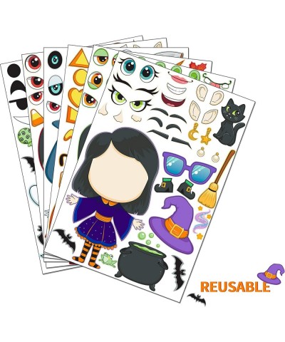 36 PCS Make-a-face Sticker Sheets Make Your Own Halloween Characters Mix and Match Sticker with Full Body Design Vampire Witc...