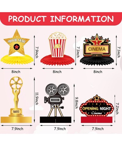 12 Pieces Movie Honeycomb Centerpiece Movie Night Party Decoration Microphone Ticket Star Video Paper Centerpiece Sign Movie ...