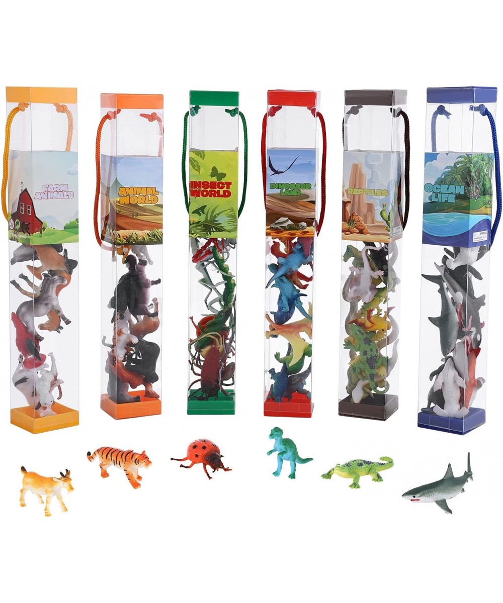 Animal Figures 74 PCS Realistic Mini Dinosaur Insect Sea Farm Reptile Wild Jungle Animal Toys Zoo Animals Playset Cake Topper...