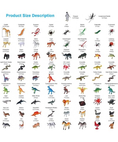 Animal Figures 74 PCS Realistic Mini Dinosaur Insect Sea Farm Reptile Wild Jungle Animal Toys Zoo Animals Playset Cake Topper...