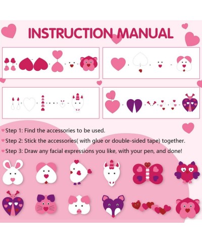 12Pcs DIY Craft Kit Felt Hearts Animals Art Set with Unicorn Bug Butterfly Rabbit Pig Chick Monster Bear Bunny Googly Eyes Cr...