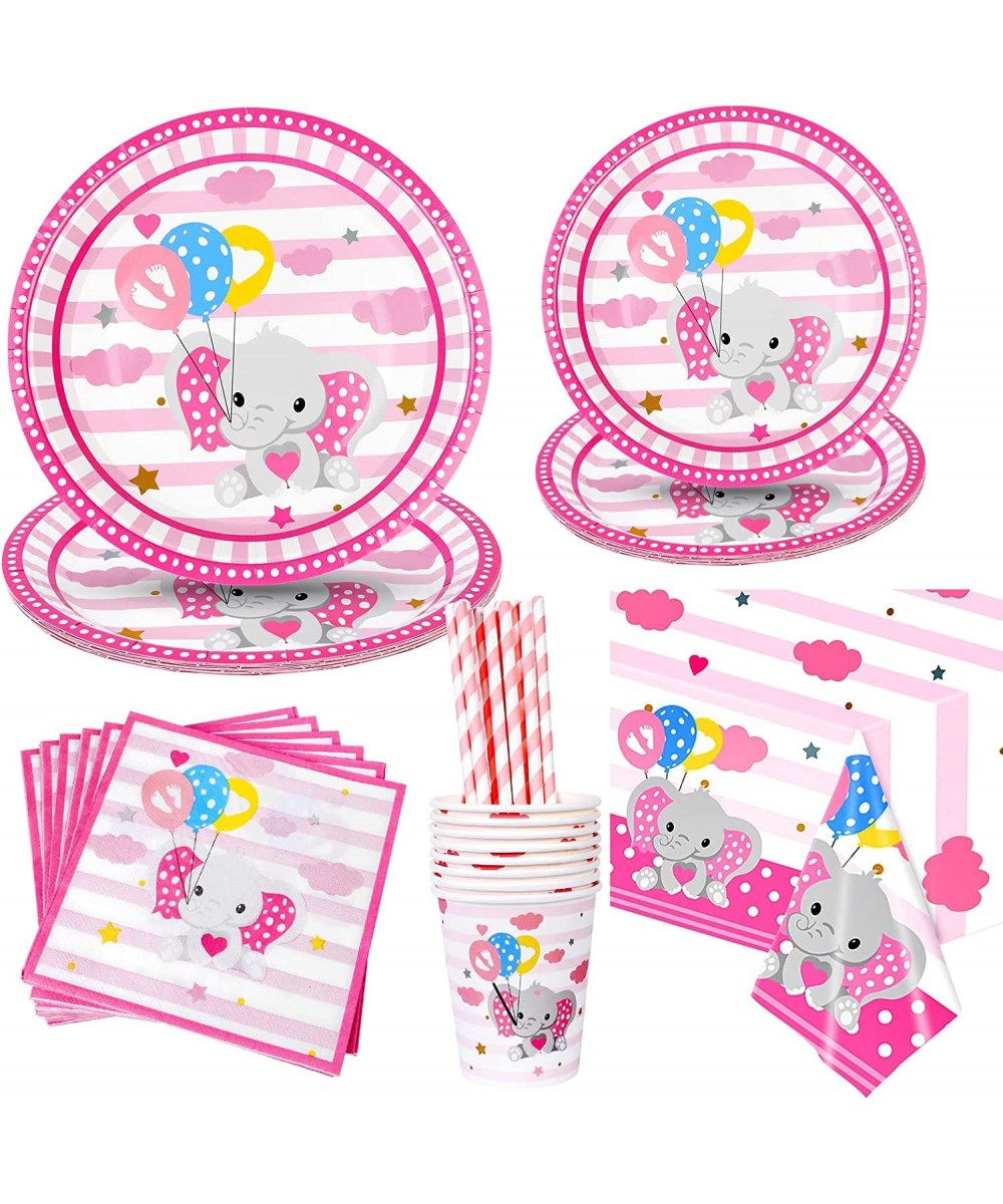 Baby Shower Decorations for Girl Little Baby Girl Birthday Party Decor Kit with Plates Napkins Cups Tablecloth Straws for Gir...