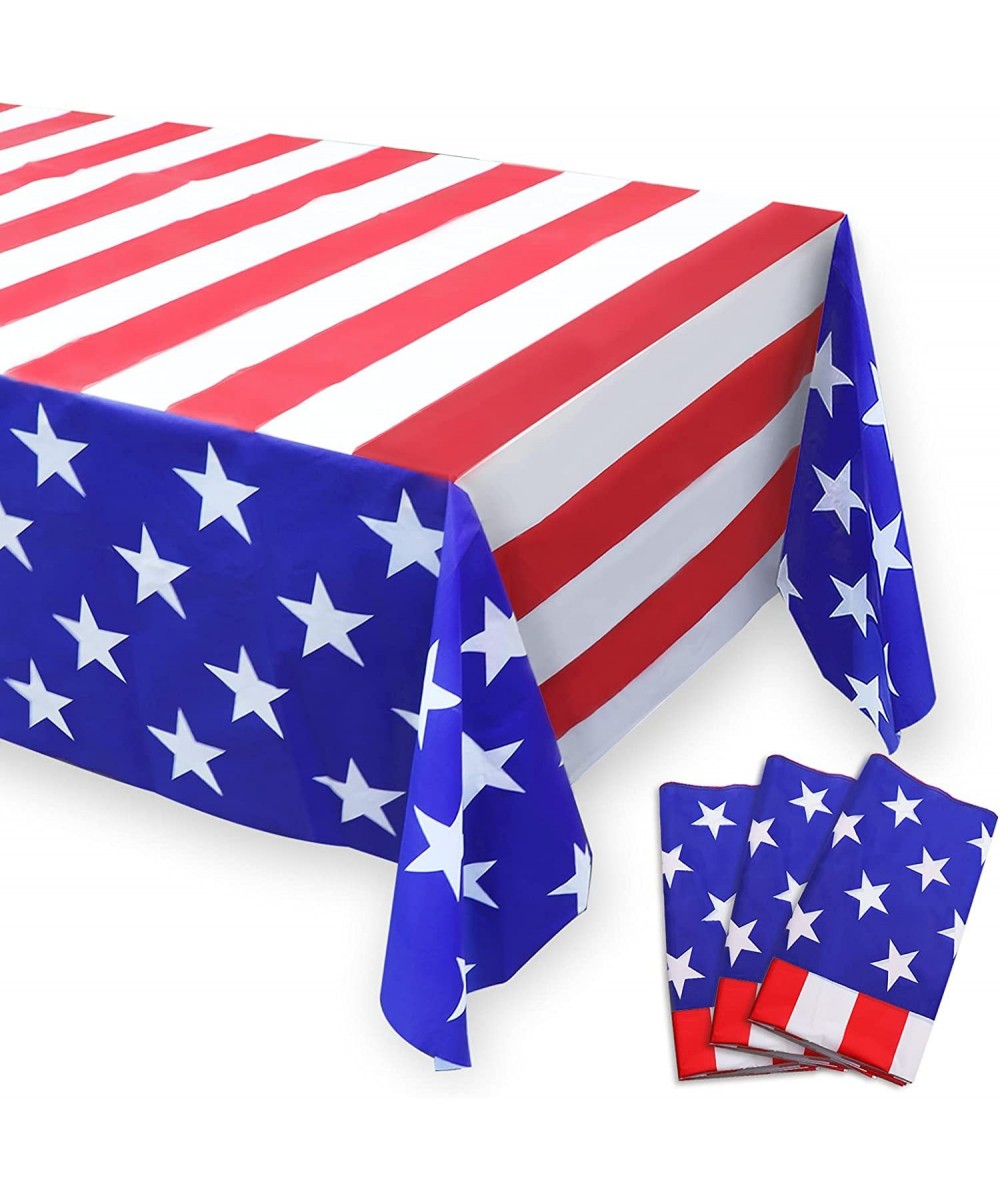 Stars Stripes Plastic Tablecloth 3 Pack Independence Day Theme Birthday Party Supplies Square Table Cloth Waterproof Rectangu...