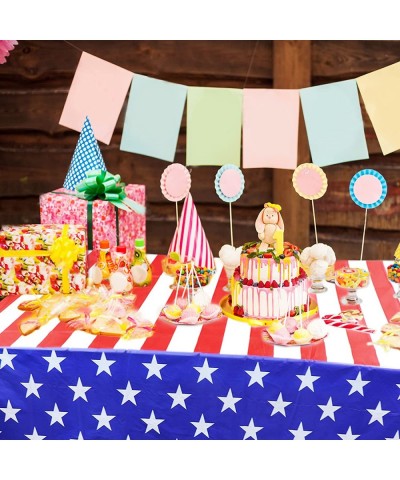 Stars Stripes Plastic Tablecloth 3 Pack Independence Day Theme Birthday Party Supplies Square Table Cloth Waterproof Rectangu...