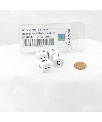 White Opaque Dice with Black Numbers D3 (D6 1-3 Twice) 16mm (5/8 inch) Pack of 4 $16.15 Game Accessories