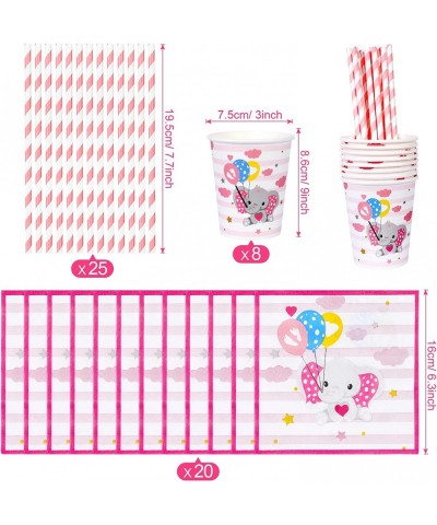 Baby Shower Decorations for Girl Little Baby Girl Birthday Party Decor Kit with Plates Napkins Cups Tablecloth Straws for Gir...