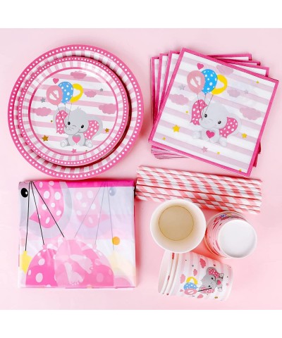 Baby Shower Decorations for Girl Little Baby Girl Birthday Party Decor Kit with Plates Napkins Cups Tablecloth Straws for Gir...