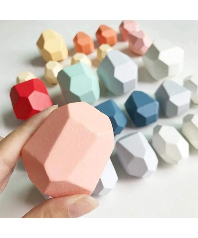 16 PCs Wooden Sorting Stacking Rocks Balancing Stones Educational Learning Montessori Toys Large Building Blocks Game Lightwe...