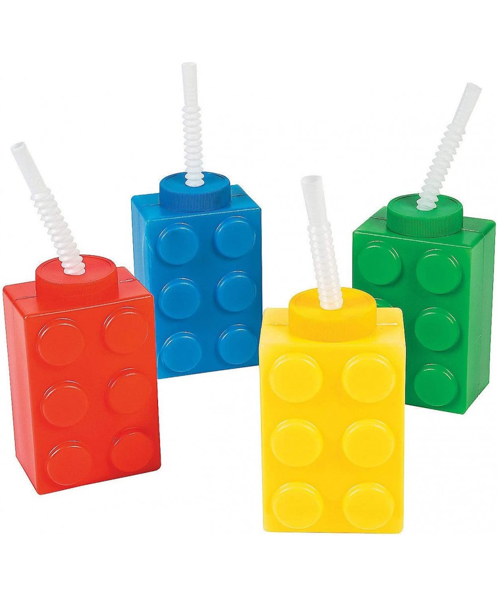 Brick Block Party Cups (Set of 8 with Straws) Party Favor Supplies $41.40 Kids' Party Tableware