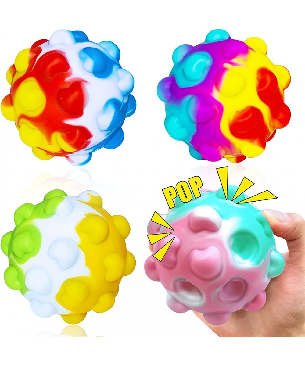 4 Pcs Pop Stress Ball 3D Fidget Toy Push Bubble Poppers Stress Relief Balls Anxiety Restless Squeeze Hand Toys Early Educatio...