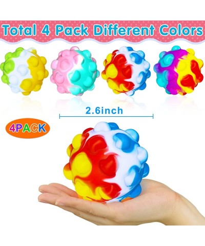 4 Pcs Pop Stress Ball 3D Fidget Toy Push Bubble Poppers Stress Relief Balls Anxiety Restless Squeeze Hand Toys Early Educatio...