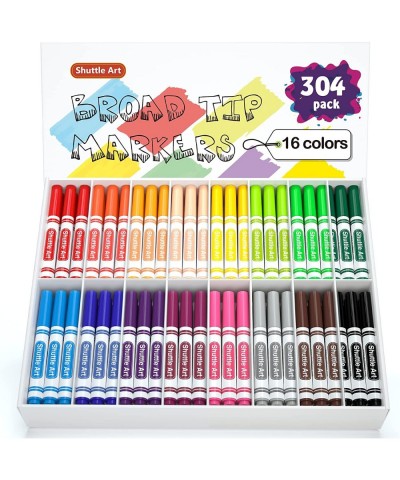 304 Pack Washable Markers Bulk 16 Assorted Colors Broad Line Classroom Pack Markers Classroom School Supplies for Teachers Ki...