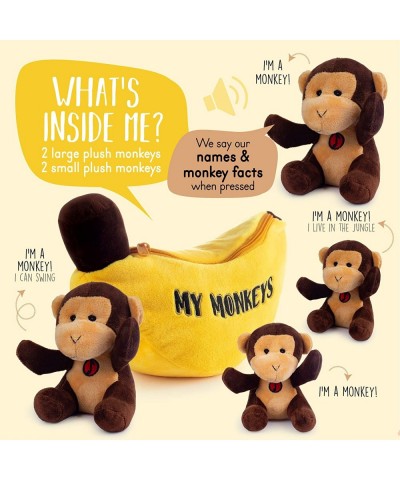 Talking Plush My Monkeys Toy Set | Includes 4 Talking Soft Fluffy Plush Monkeys with A Plush Banana Shaped Carrier | Great Gi...