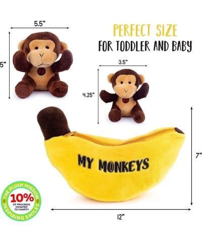 Talking Plush My Monkeys Toy Set | Includes 4 Talking Soft Fluffy Plush Monkeys with A Plush Banana Shaped Carrier | Great Gi...