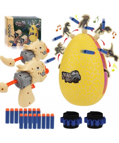 Shooting Game Toys for Kids Electric Dinosaur Egg Shooting Toy with Light & Sound 8 Dinosaur Targets 2 Toy Guns 16 Foam Darts...