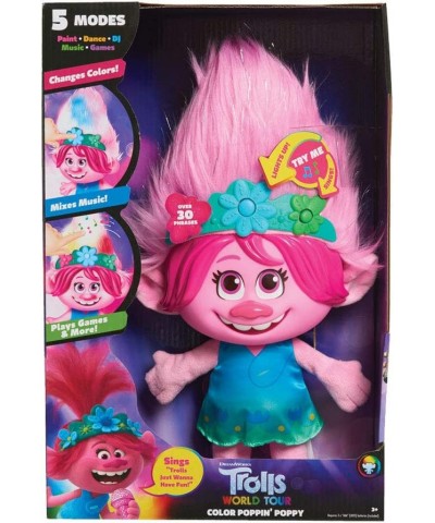 DreamWorks TrollsTopia Color Poppin’ Poppy Interactive Plush with 5 Modes Lights and Sounds Sings "Trolls Just Wanna Have Fun...