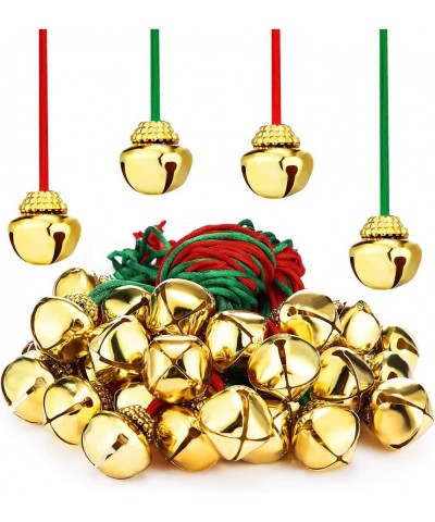 24 Pieces Christmas Bell Necklaces Large Gold Red Green Bell Necklaces for Craft Holiday Party Supplies (Lovely Colors) $17.1...