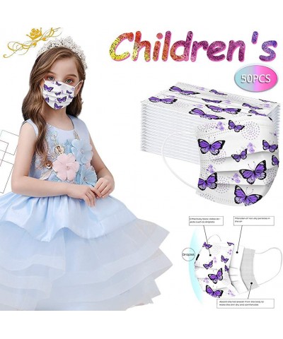 Kids Butterfly Disposable Face_mask 3-Ply Face Bandanas Breathable for Boys Girls $17.87 Kids' Dress-Up Accessories