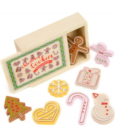 Christmas Cookies - Wooden Play Food Set of Gingerbread Cookies with Cookie Box - Perfect Christmas Stocking Stuffers for Kid...