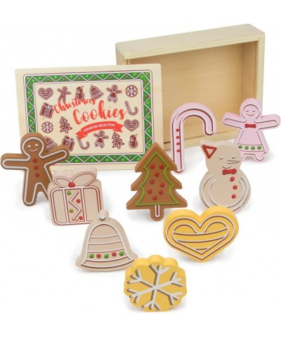 Christmas Cookies - Wooden Play Food Set of Gingerbread Cookies with Cookie Box - Perfect Christmas Stocking Stuffers for Kid...