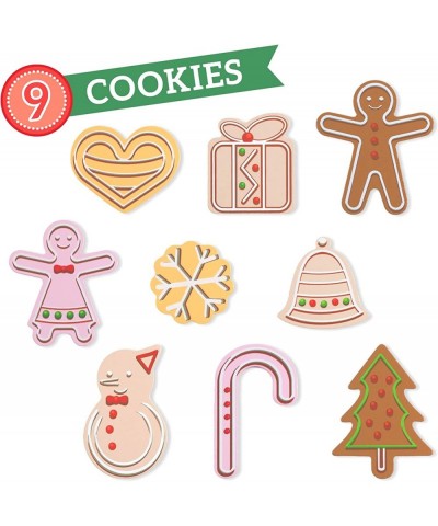 Christmas Cookies - Wooden Play Food Set of Gingerbread Cookies with Cookie Box - Perfect Christmas Stocking Stuffers for Kid...