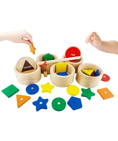 Montessori Toys Fishing Game Toy Set Wooden Sorting Hand-Eye Coordination Training Toys Baby Sensory Bins Infant Toys for Tod...