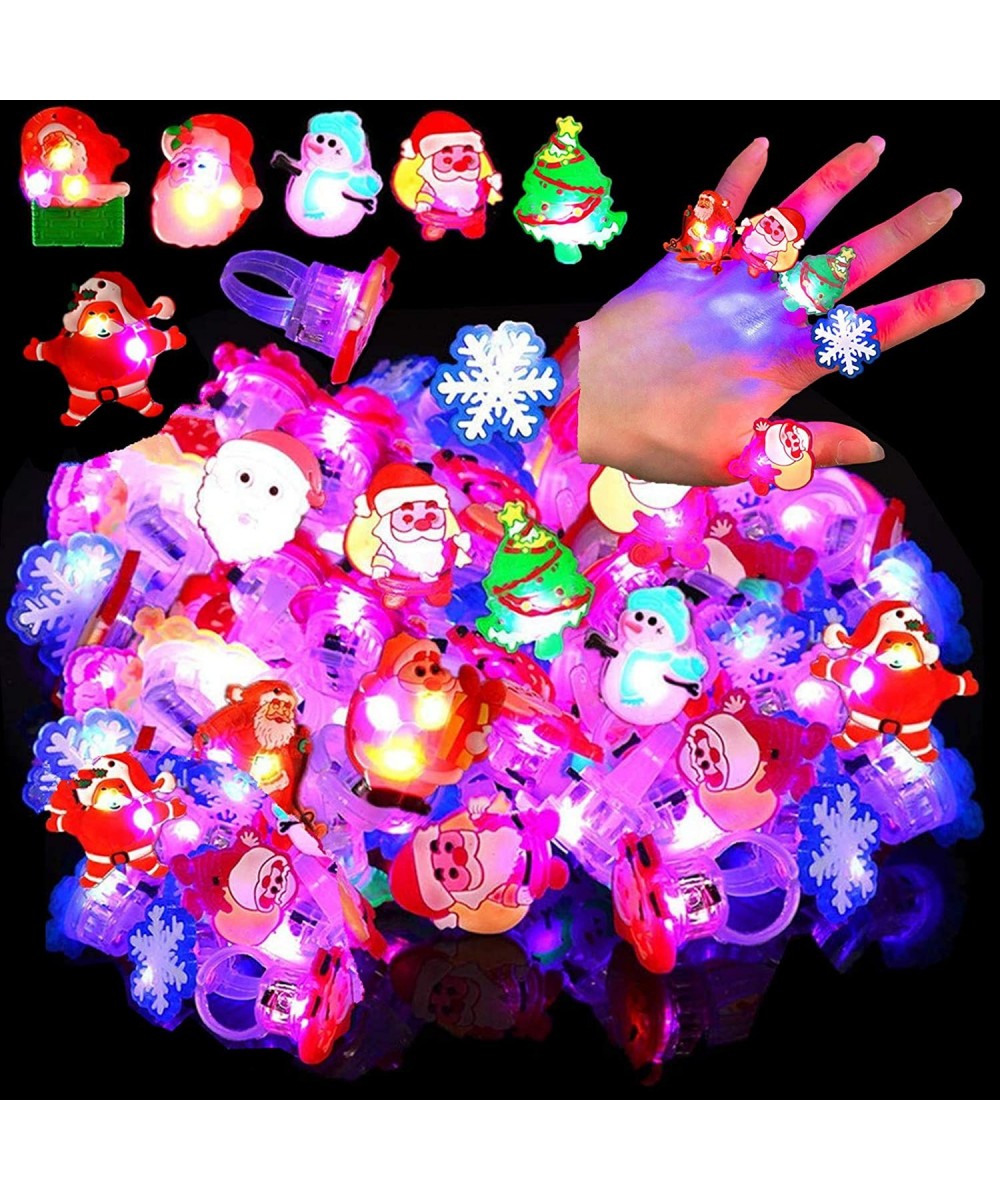 50 Pcs Christmas Light Ring Light Up Christmas LED Rings Christmas Party Favors Glow Up Rings Flashing Finger Rings for Kids ...