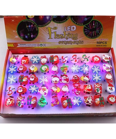 50 Pcs Christmas Light Ring Light Up Christmas LED Rings Christmas Party Favors Glow Up Rings Flashing Finger Rings for Kids ...