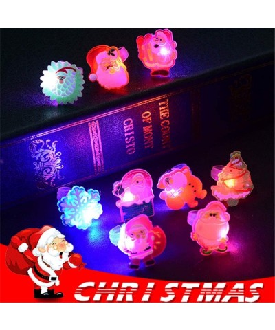 50 Pcs Christmas Light Ring Light Up Christmas LED Rings Christmas Party Favors Glow Up Rings Flashing Finger Rings for Kids ...