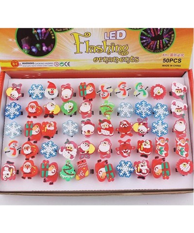 50 Pcs Christmas Light Ring Light Up Christmas LED Rings Christmas Party Favors Glow Up Rings Flashing Finger Rings for Kids ...