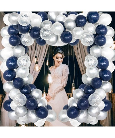 Navy Blue Balloons Garland Kit Navy and Silver White Balloons Arch with Balloon Accessories for Graduation Party Baby Shower ...