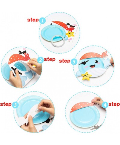 9Pcs Ocean Animal Paper Plate Art Kits for Kids Early Learning DIY Art Project Dolphin Shell Whale Crab Under The Sea Themed ...