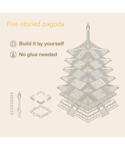 3D Puzzles for Adults Kids DIY Wooden Model Kits Gift on Birthday Christmas - Five-storied Pagoda (275 PCS) $47.35 3-D Puzzles