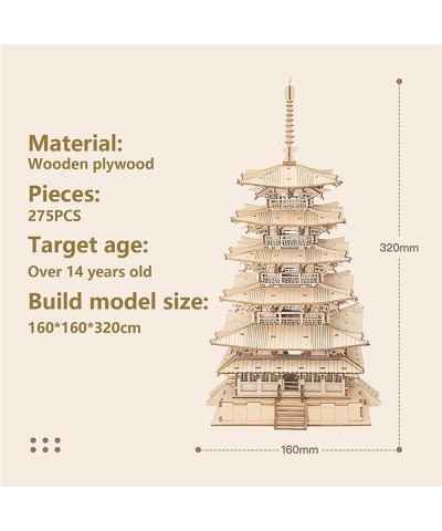 3D Puzzles for Adults Kids DIY Wooden Model Kits Gift on Birthday Christmas - Five-storied Pagoda (275 PCS) $47.35 3-D Puzzles