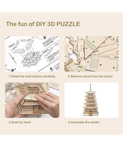 3D Puzzles for Adults Kids DIY Wooden Model Kits Gift on Birthday Christmas - Five-storied Pagoda (275 PCS) $47.35 3-D Puzzles